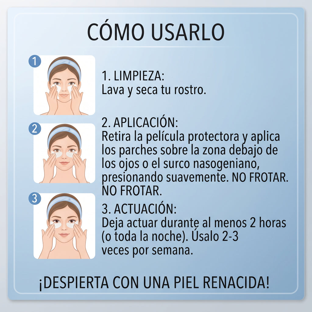 Parche facial antiarrugas con microagujas de ácido hialurónico para ojos